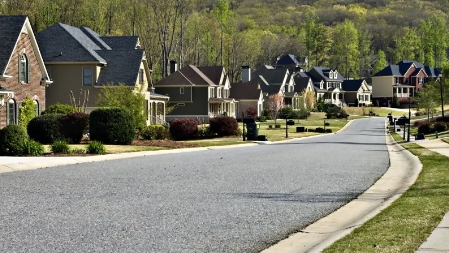 a road with houses along it
