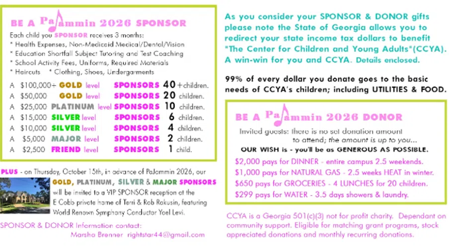 Pammin 2026 sponsorship levels and donor benefits with detailed donation impact and event invitation information.