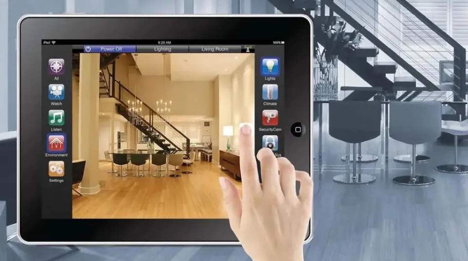 Hand controlling smart business lighting via tablet