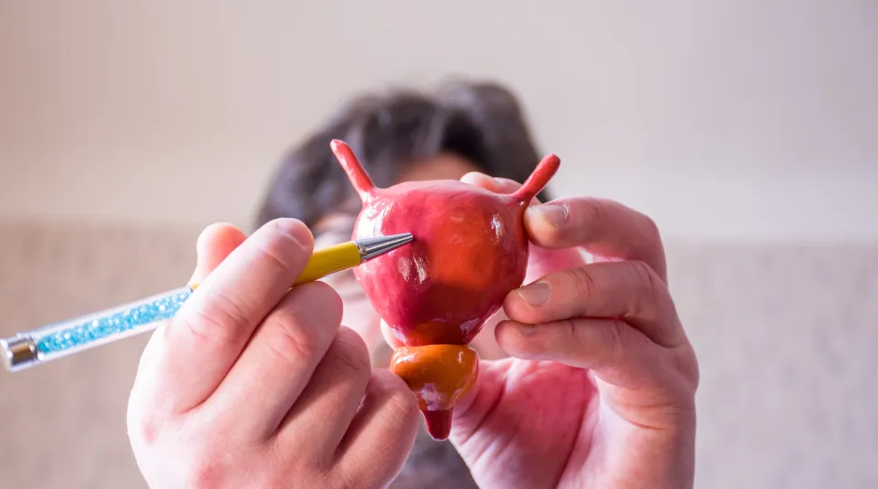 a person painting a red apple