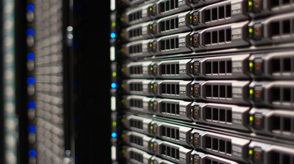 a close-up of a server room