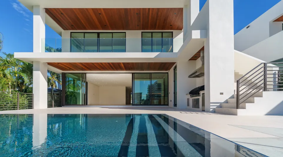 a building with a pool