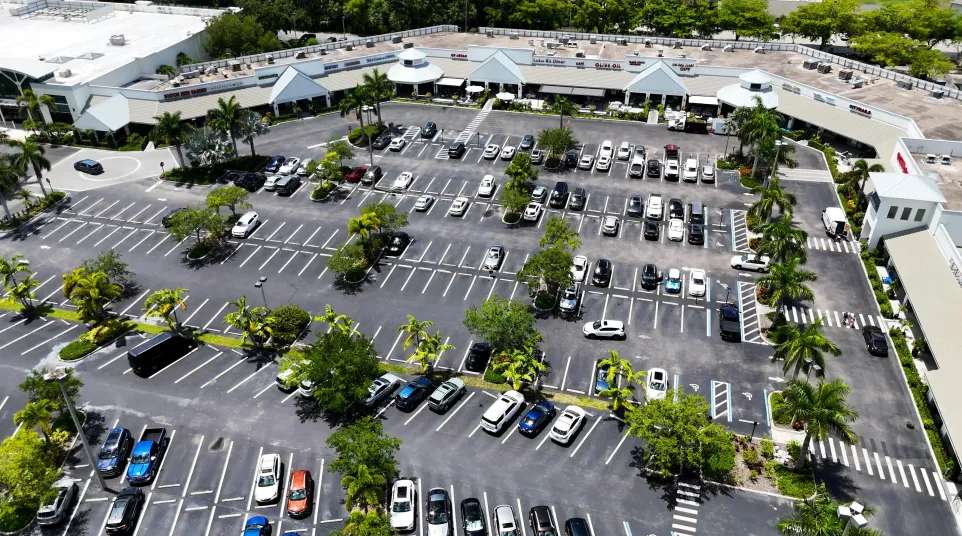 a parking lot full of cars