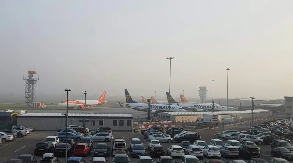 an airplane is parked at an airport