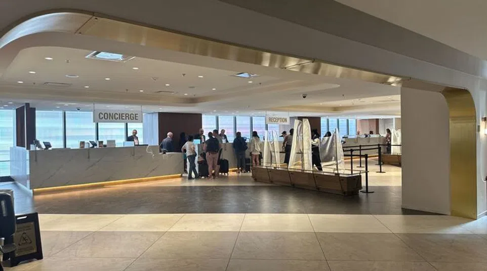 Spacious modern building lobby