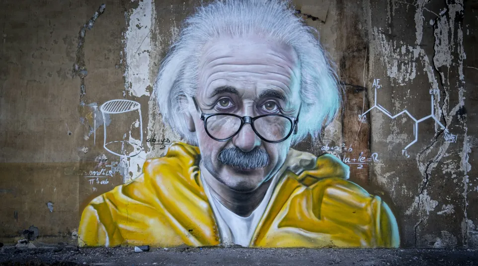 Albert Einstein with a mustache