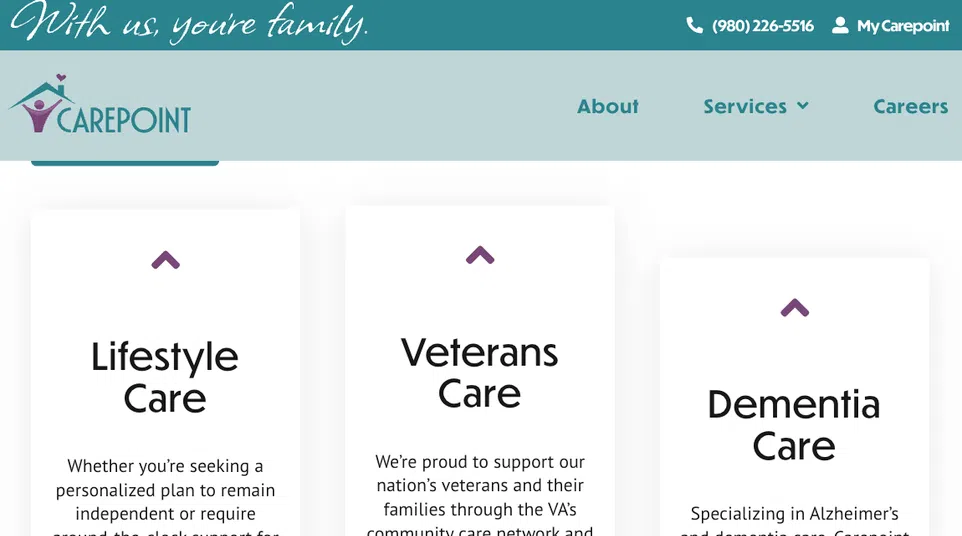 Carepoint offers personalized lifestyle, veterans, dementia, respite, rehabilitation, and hospice home care services.
