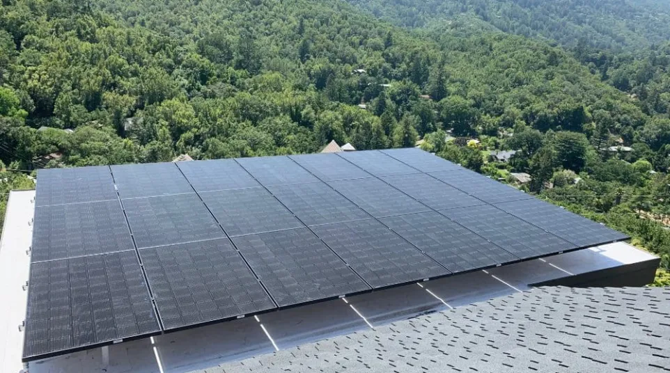 a roof with solar panels