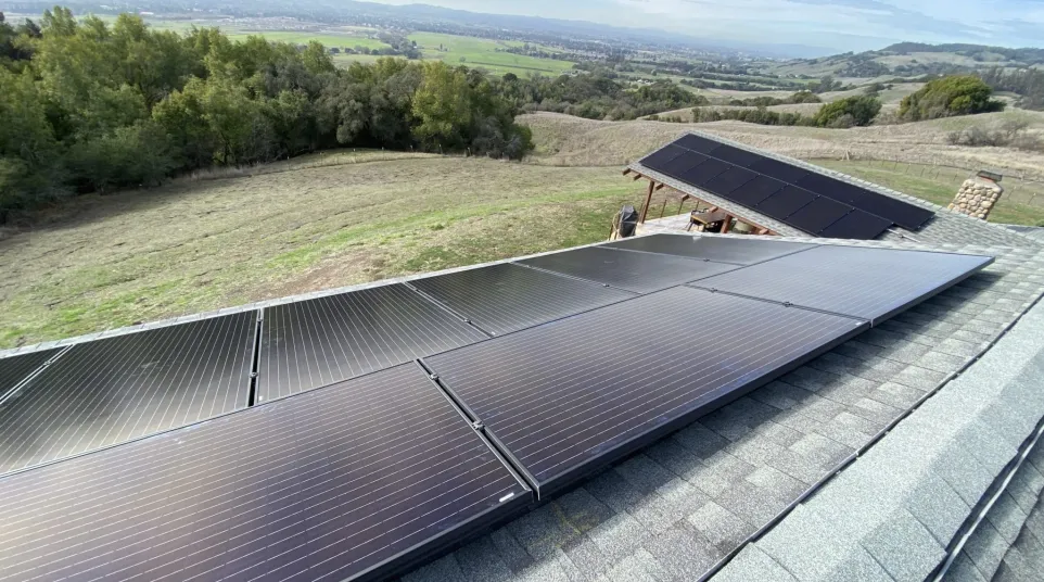 a roof with a solar panel