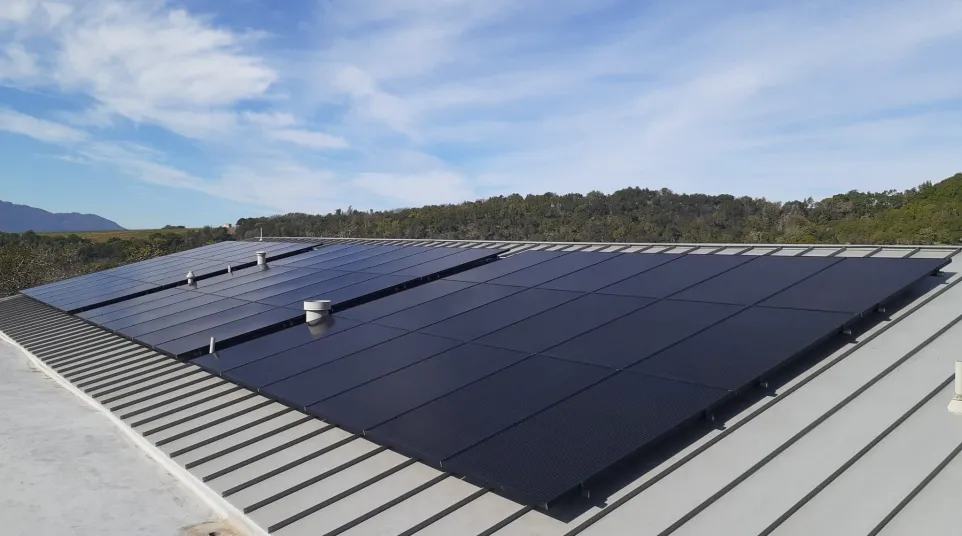 a roof with solar panels