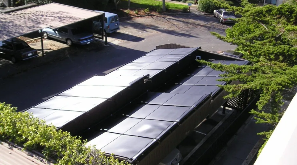 a roof with a solar panel