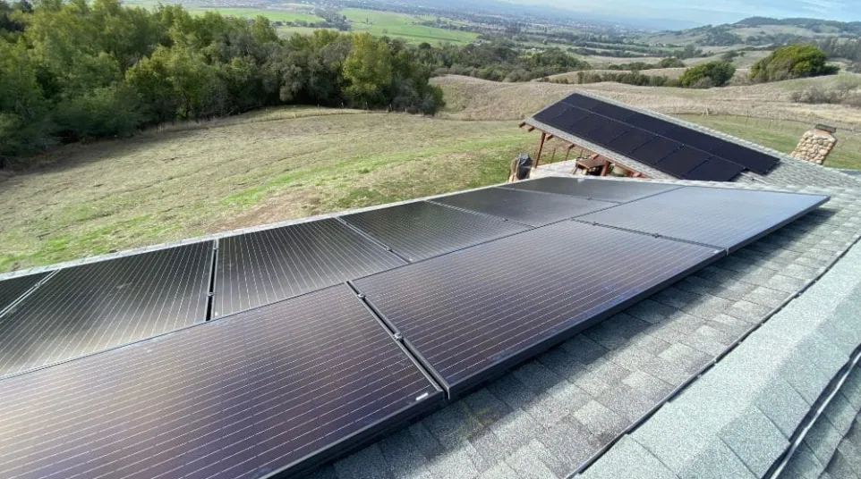 a roof with a solar panel