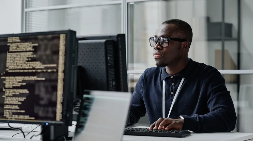 a man working on a computer