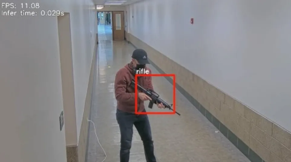 omnilert weapons detection finding a person holding a gun