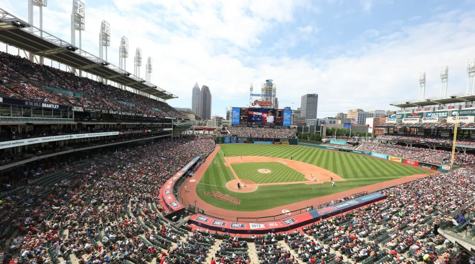 a baseball stadium with a large crowd