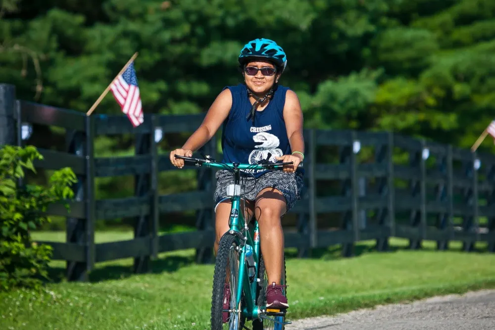 a person riding a bicycle