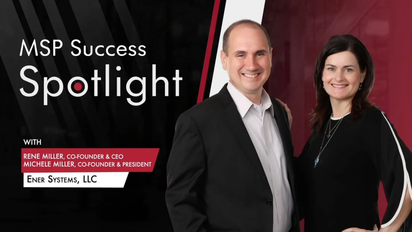 Two founders of Ener Systems, LLC, Rene and Michele Miller, posing for MSP Success Spotlight feature.
