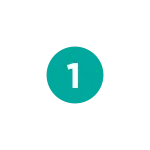 White number 1 centered inside a teal circle on a transparent background.