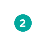 White number 2 centered in a teal circle on a black background.