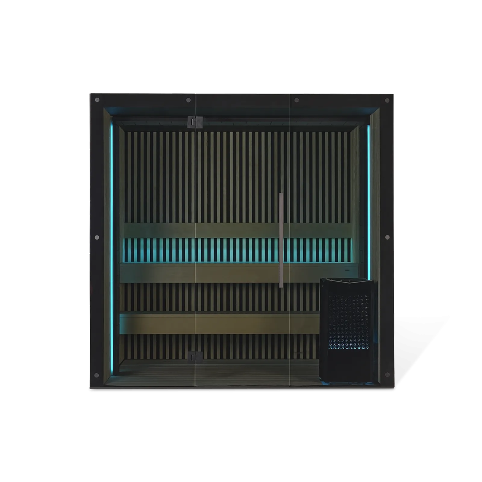 a computer tower with a keyboard