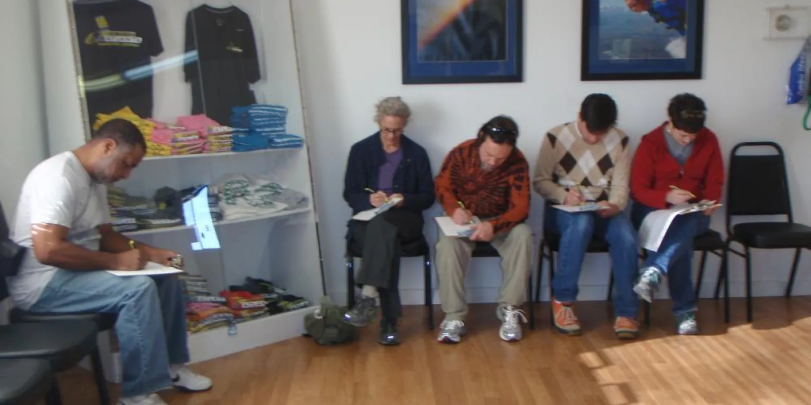 a group of people in a room
