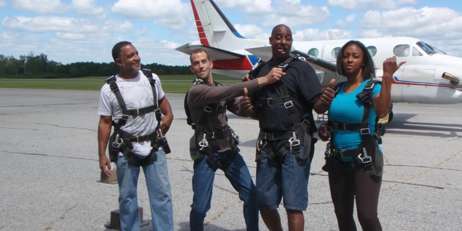 a group of people posing for the camera