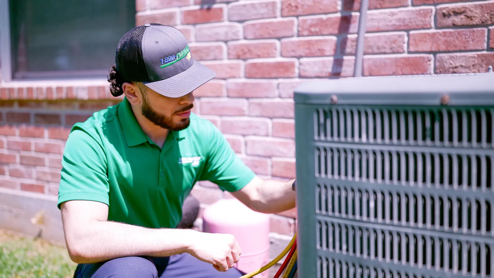 An Oklahoma City heating technician repairs a heat pump