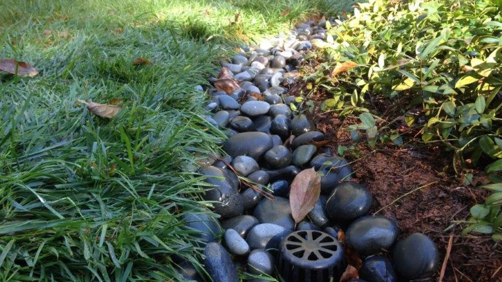 a drainage system in between rocks