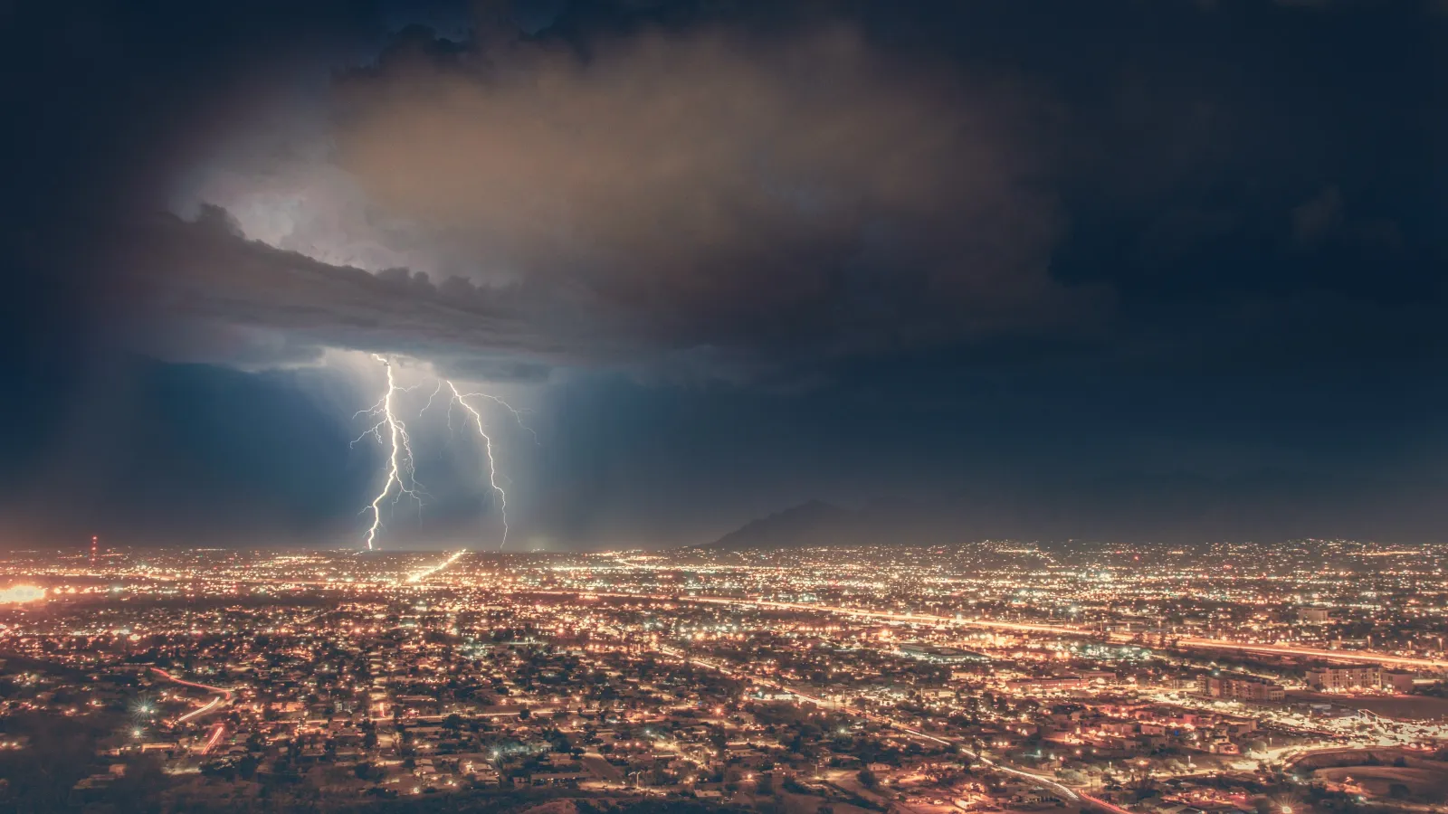 a storm over a city