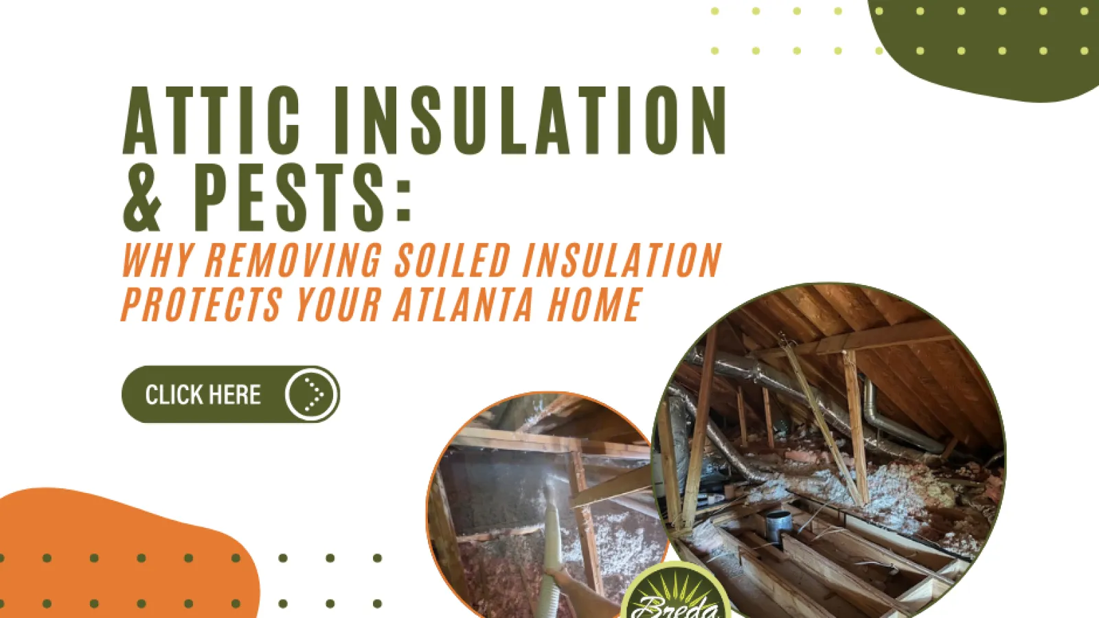 Attic insulation removal and pest prevention in an Atlanta home with soiled insulation and wooden beams.