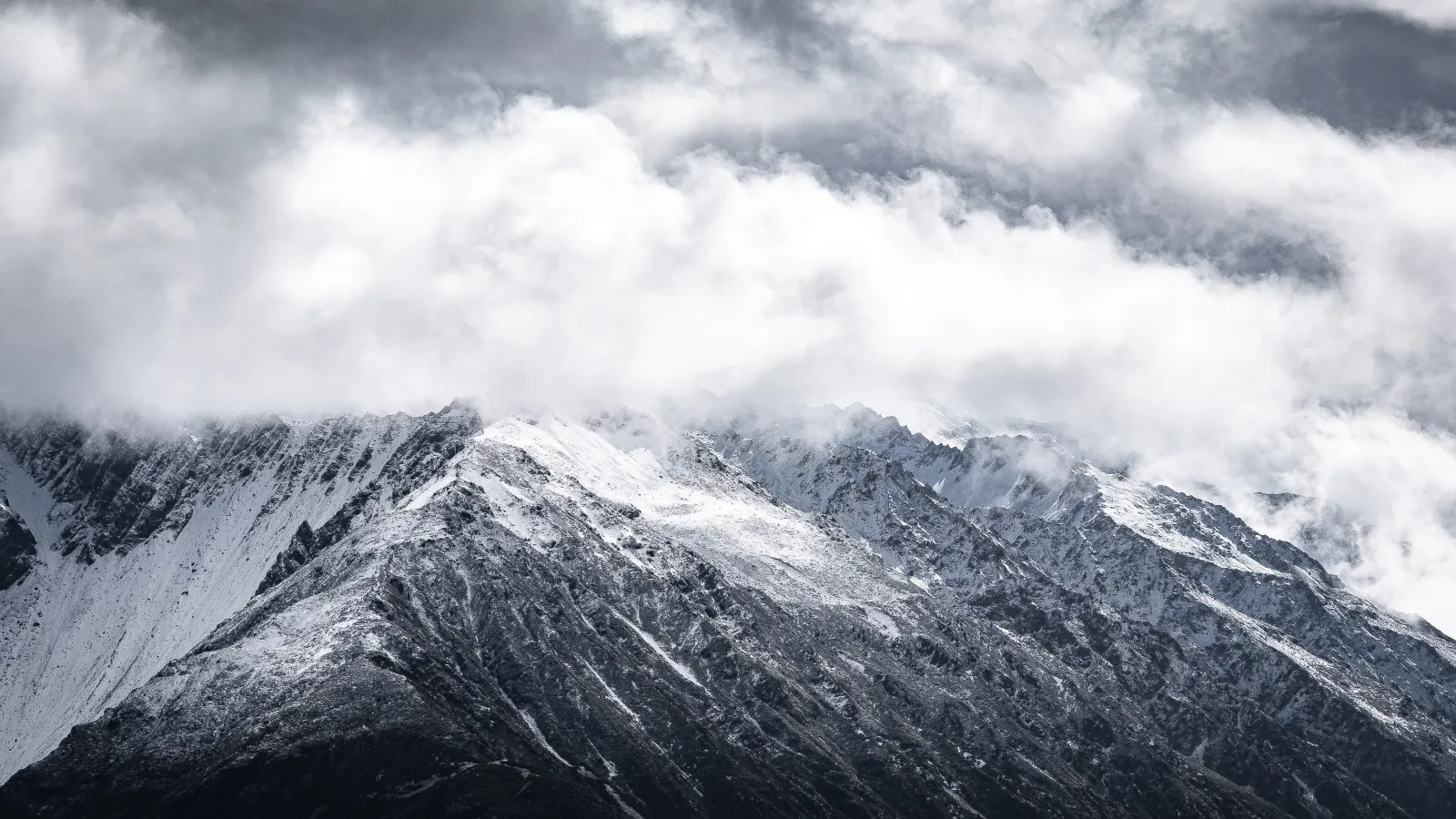 a view of a snow covered mountain