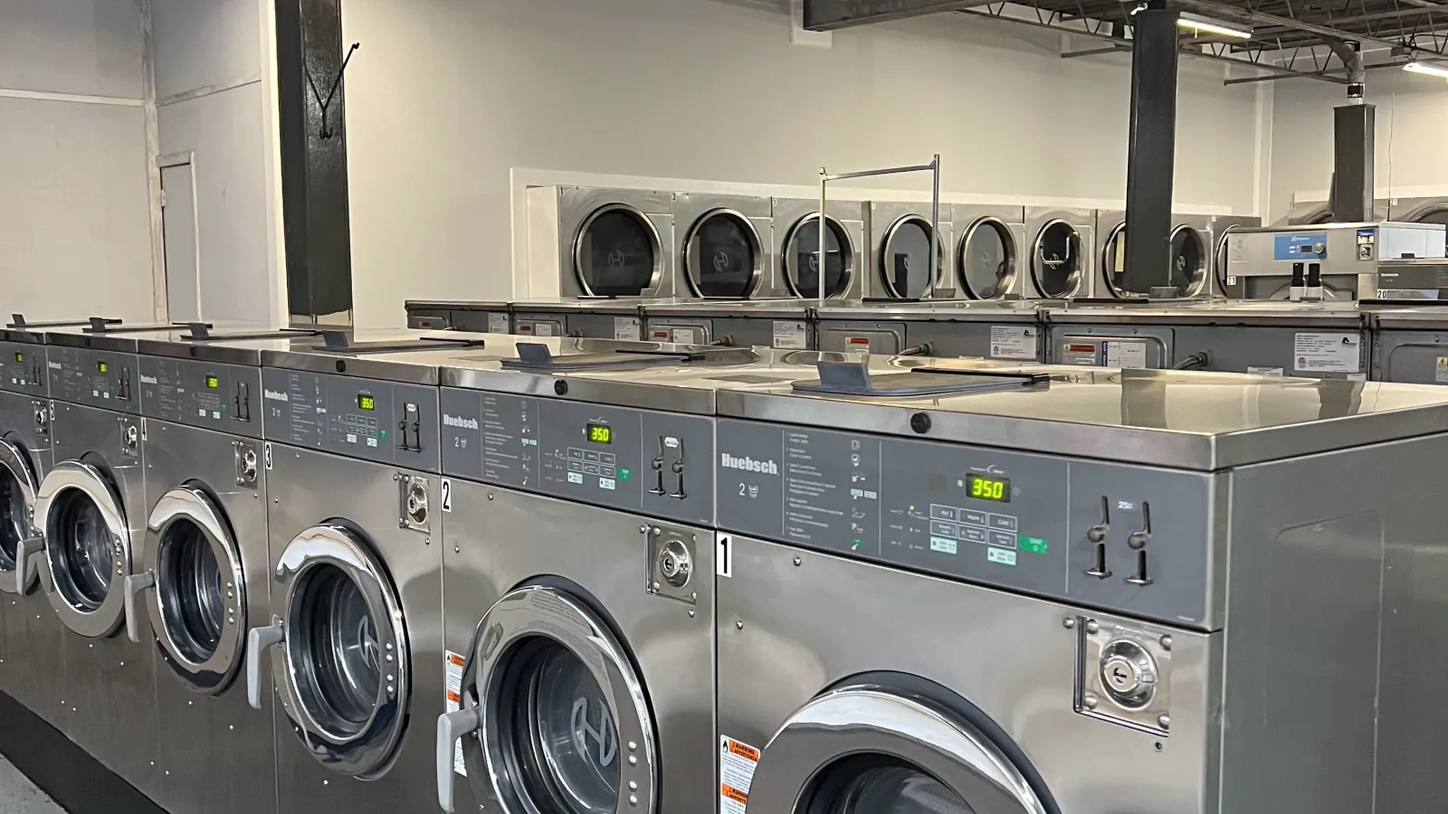 a row of washing machines