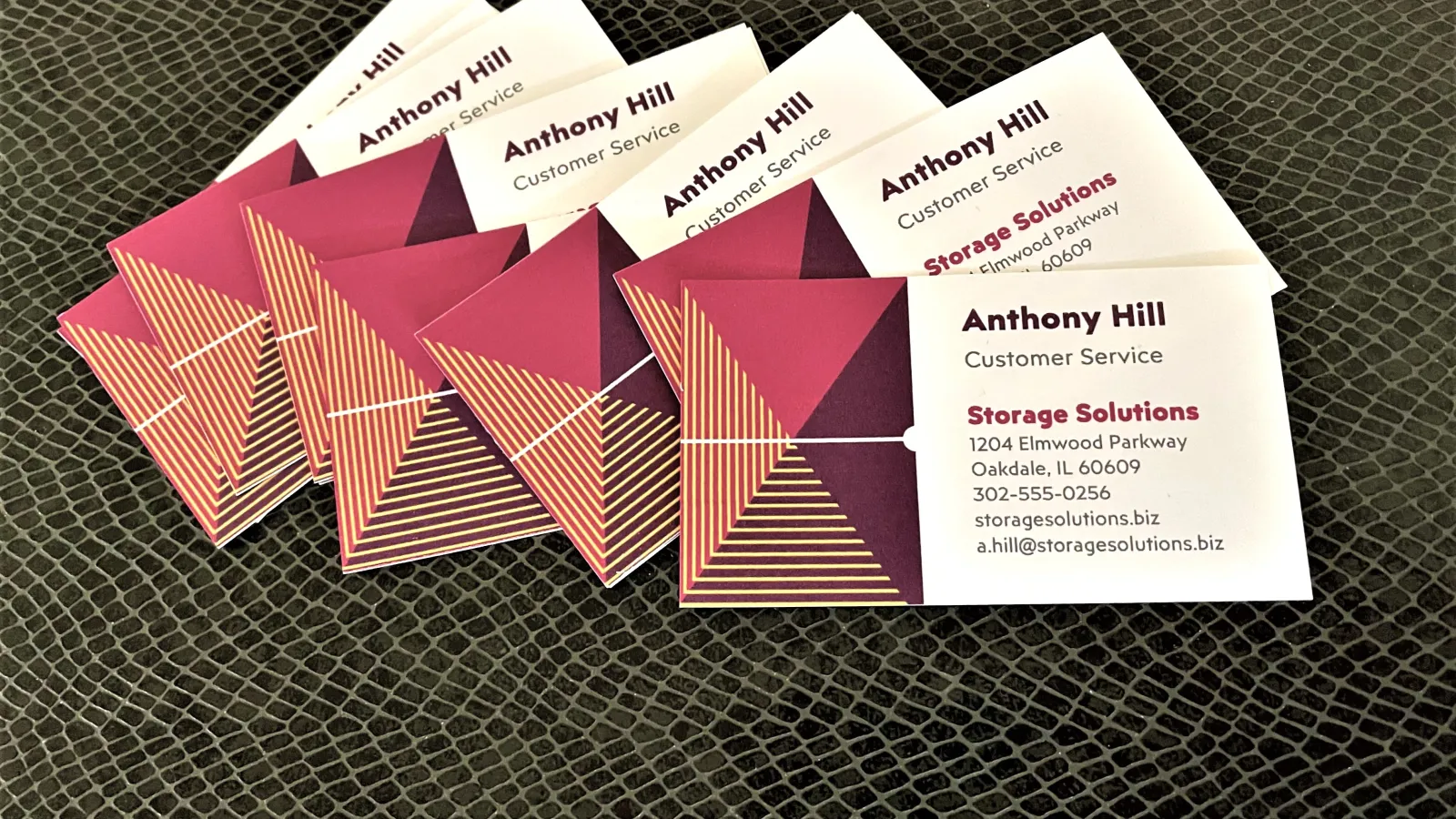 An arrangement of colorful Business Cards