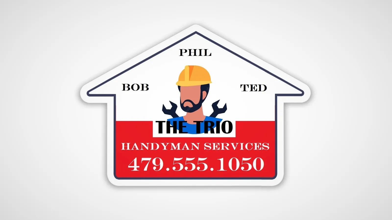 A house-shaped Magnet promoting a handyman service