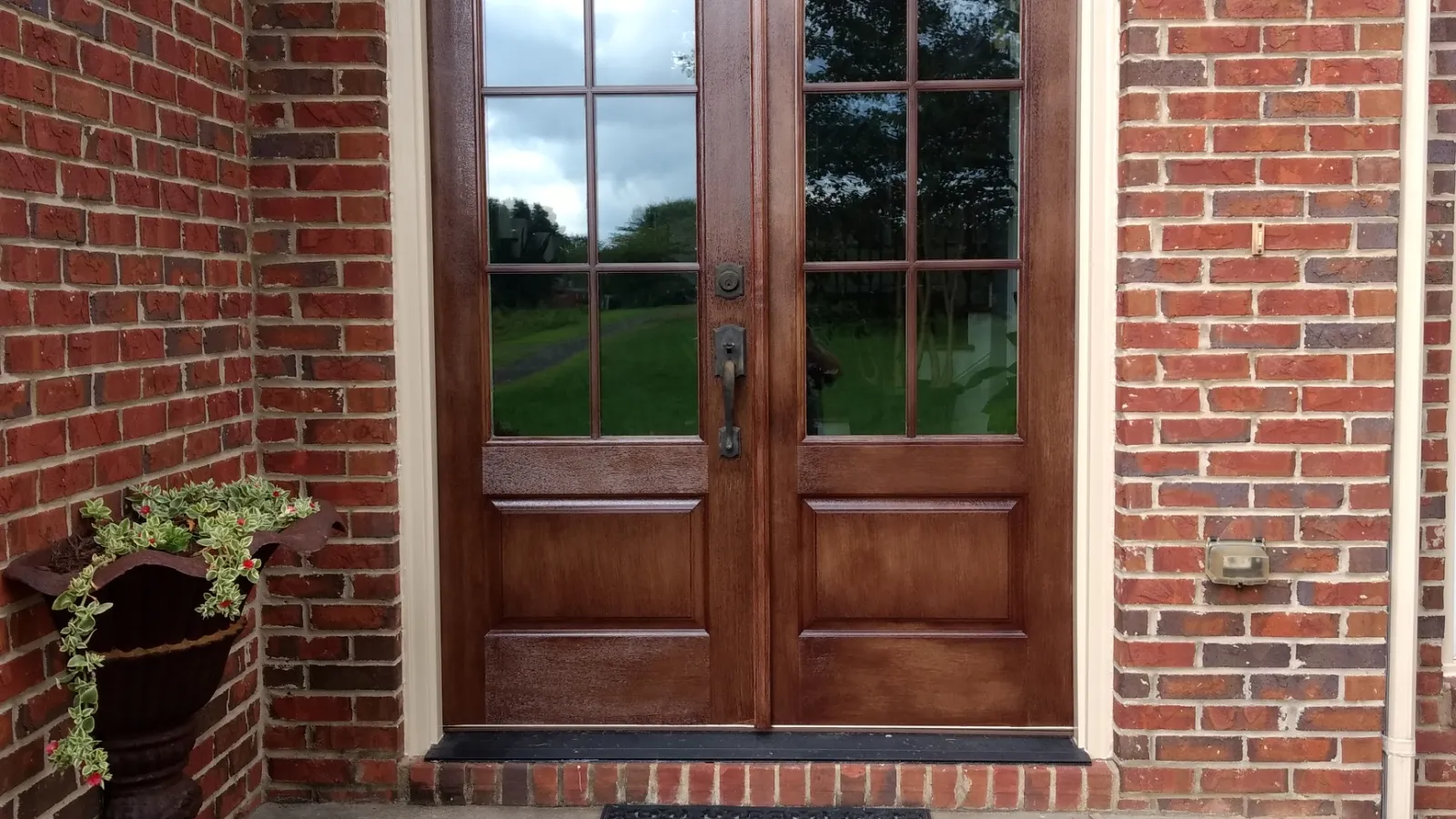 a door in a brick building