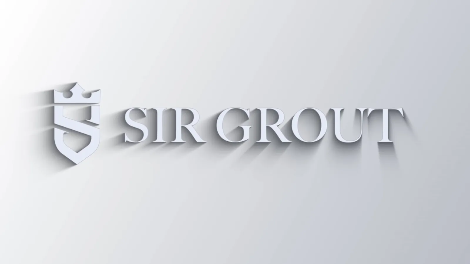 Sir Grout logo with shield emblem and shadow effect on light gray background