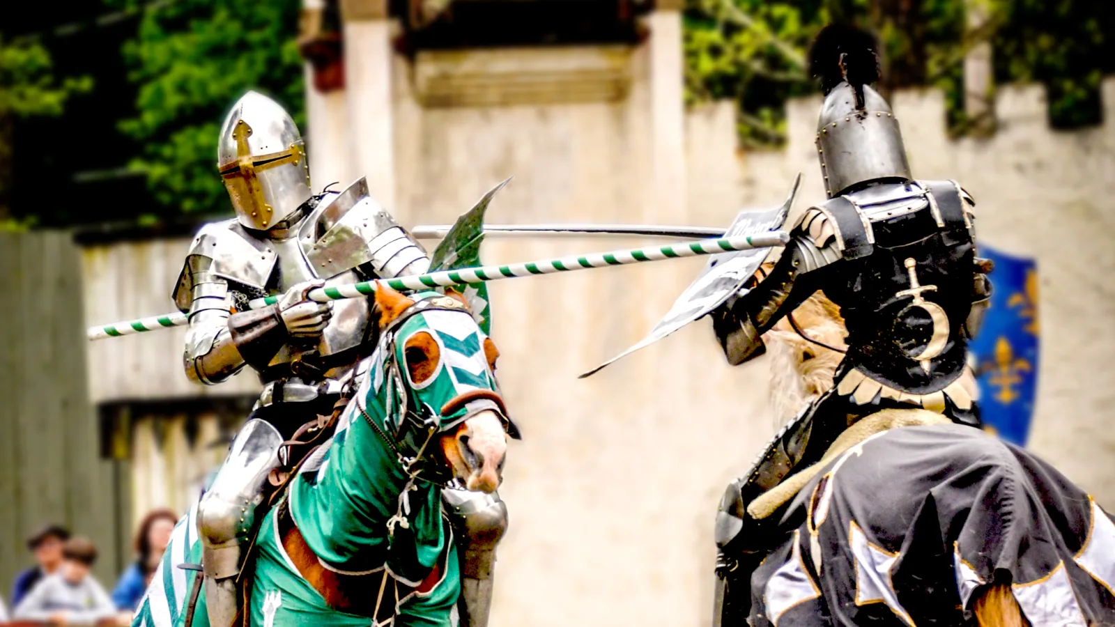 two people in joust clothing