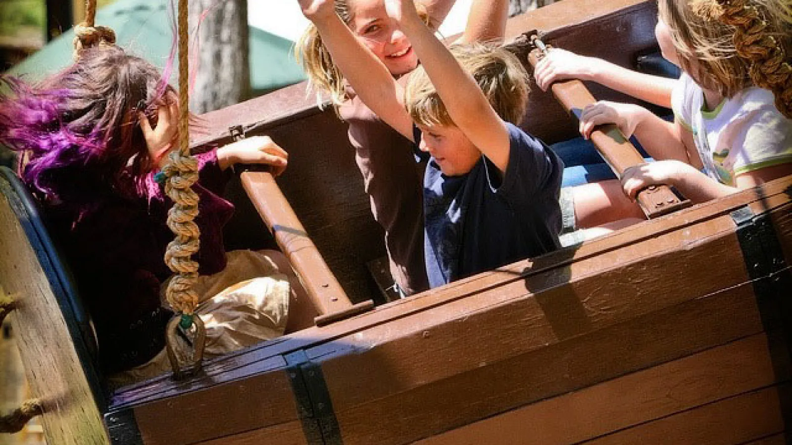 a group of people on a ride