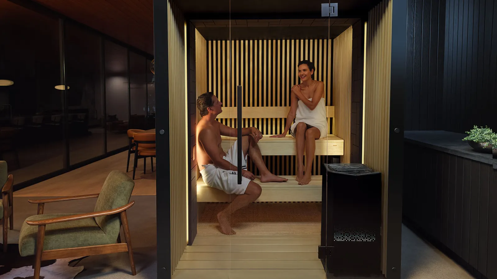 people in a sauna
