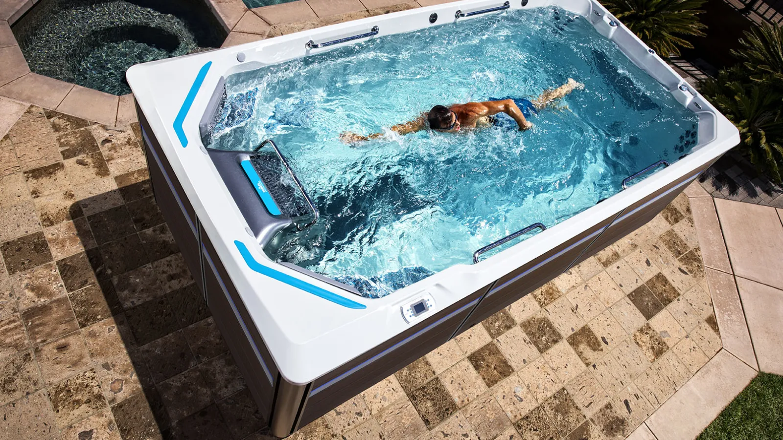 a person in a swim spa