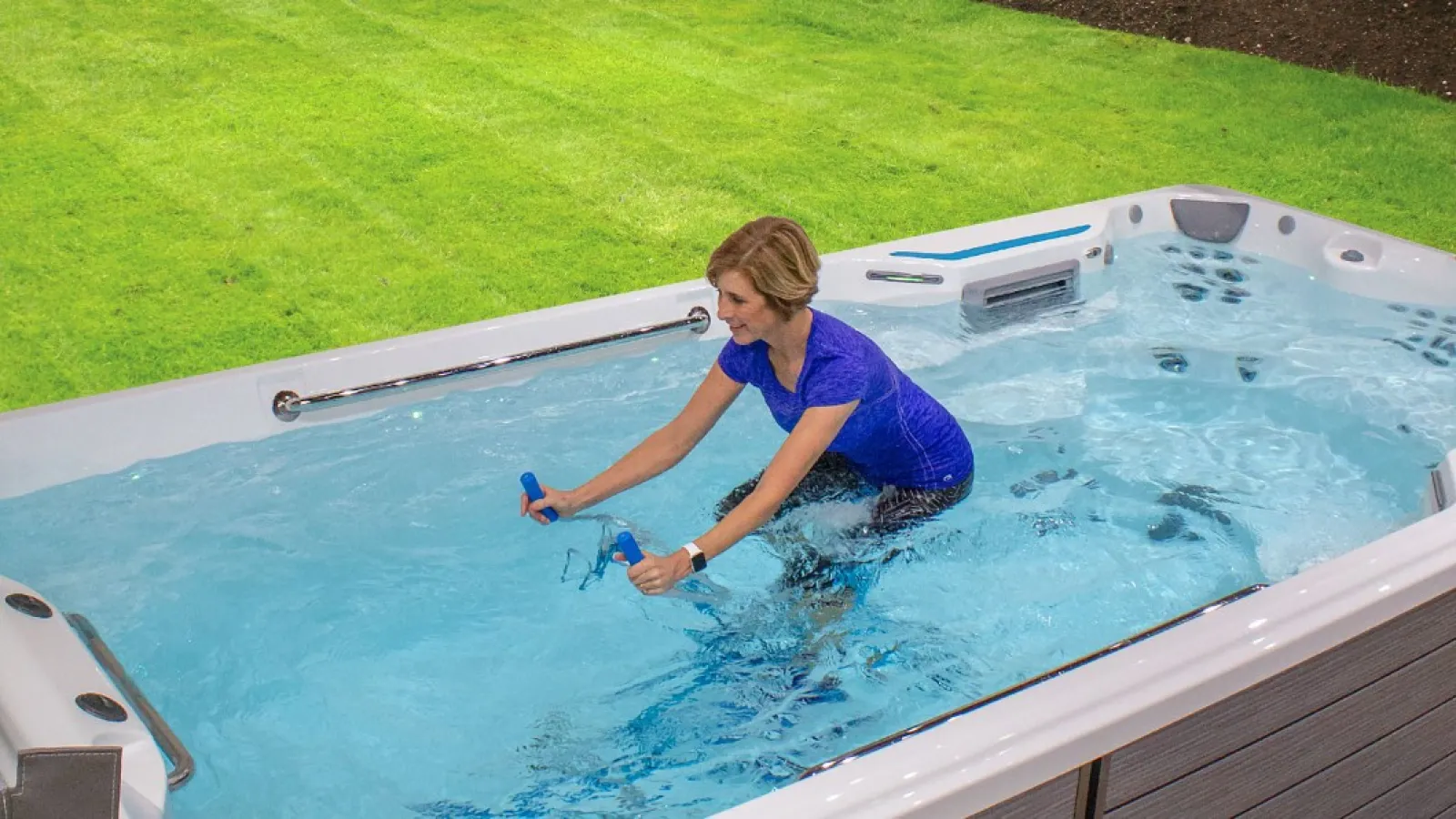 a person in a swim spa