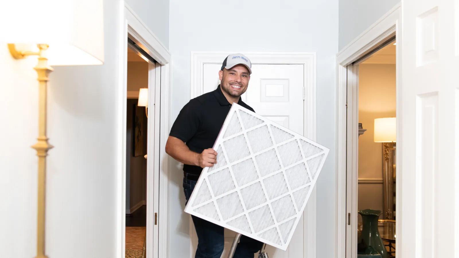 a man holding a white umbrella