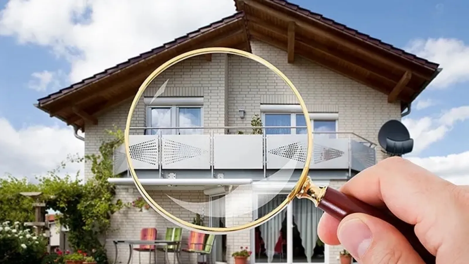 magnifying glass in front of home