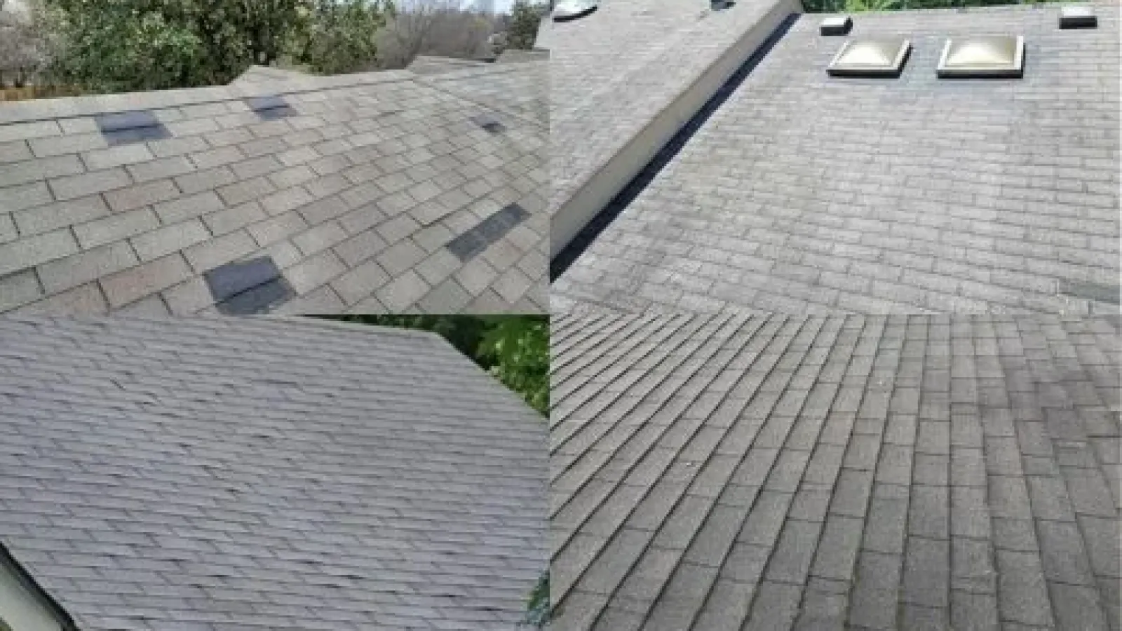 a roof with a brick walkway
