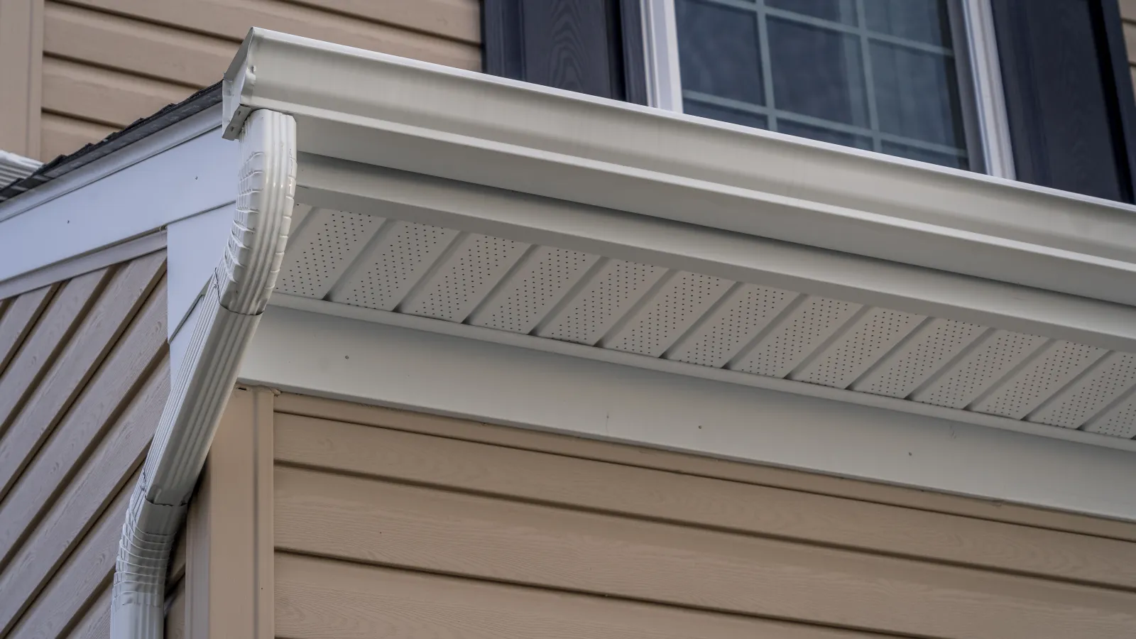 a close-up of a gutter system