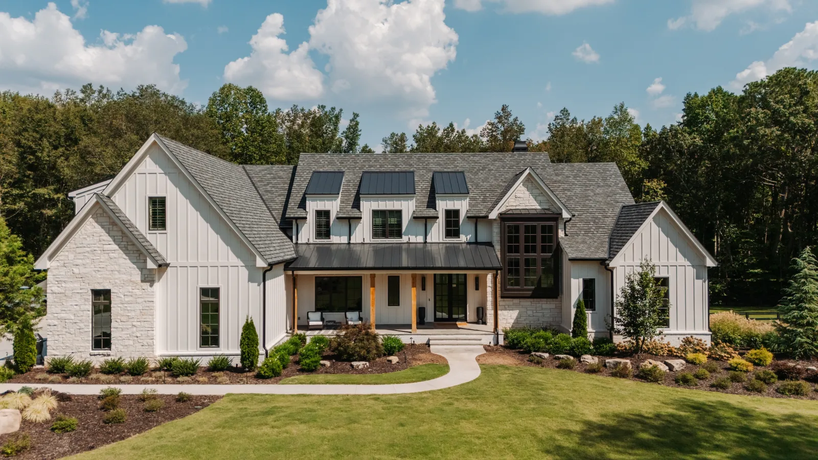 a large house with a lawn