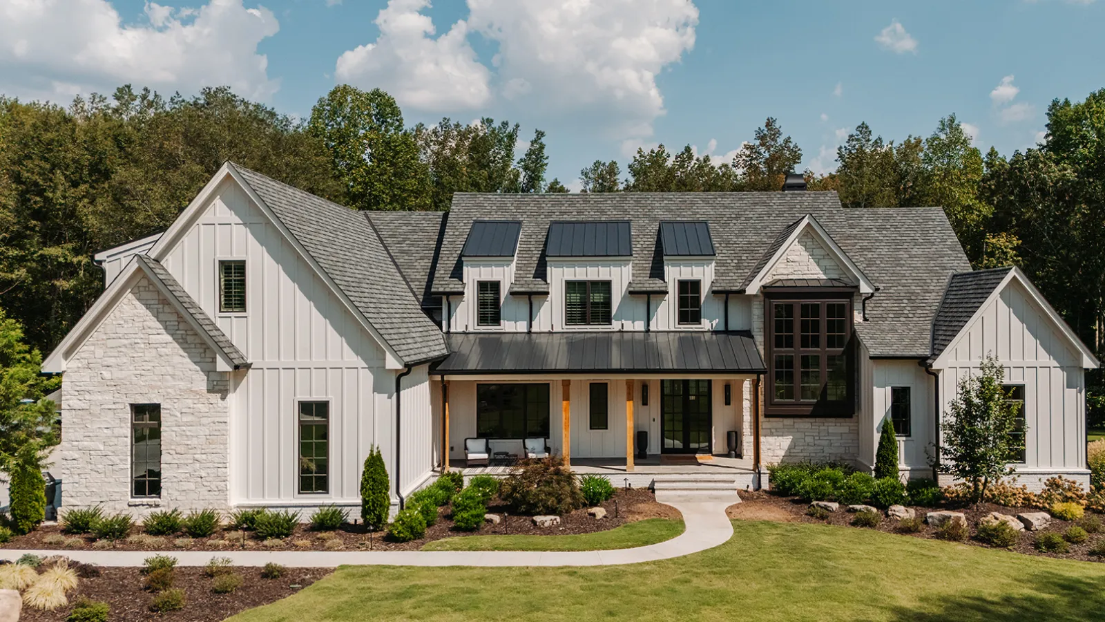 a large house with a lawn