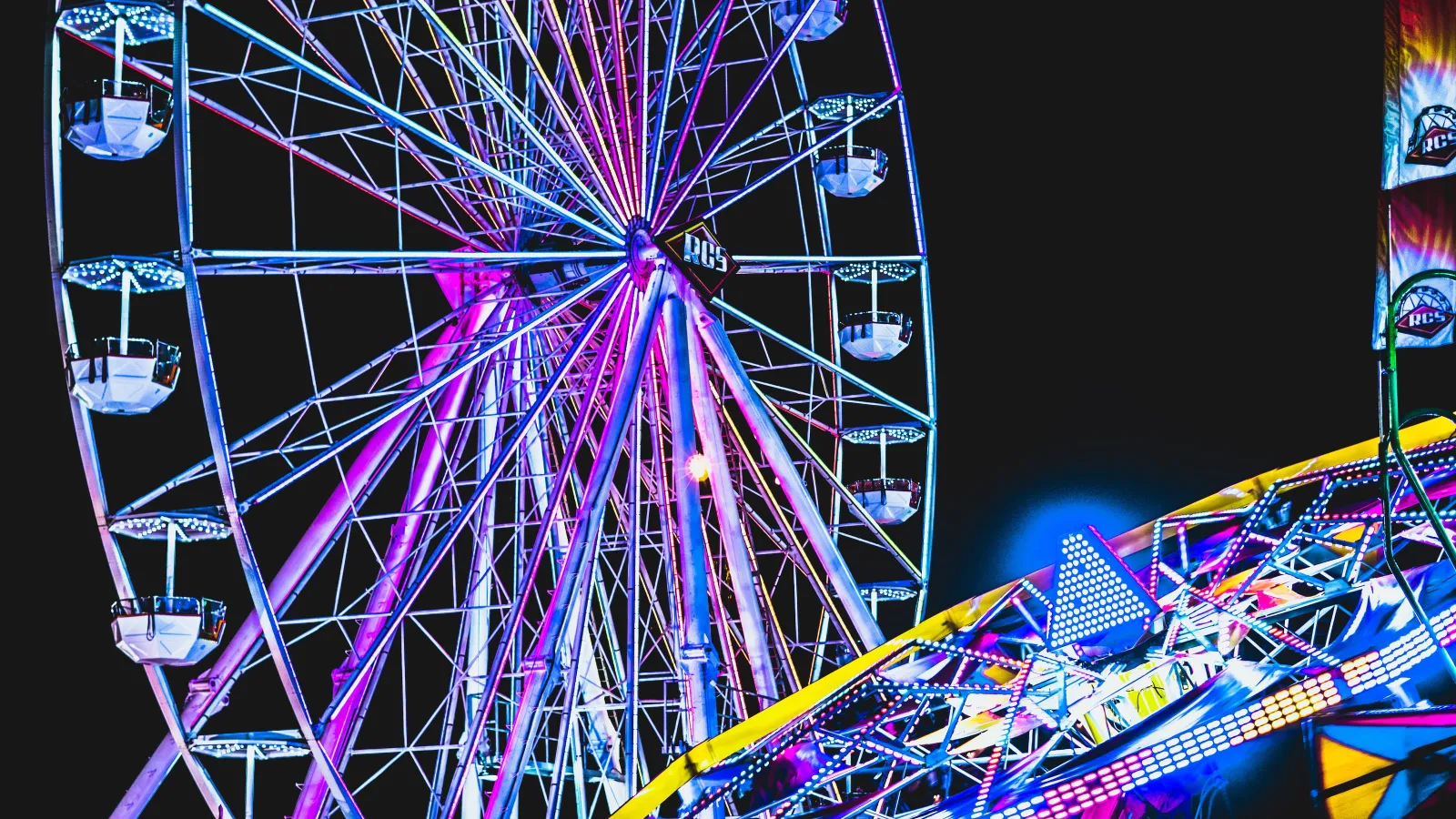 a ferris wheel at night