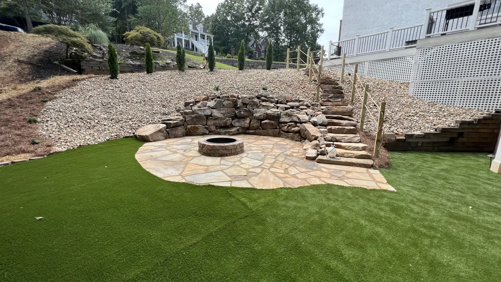 a small stone structure in a yard