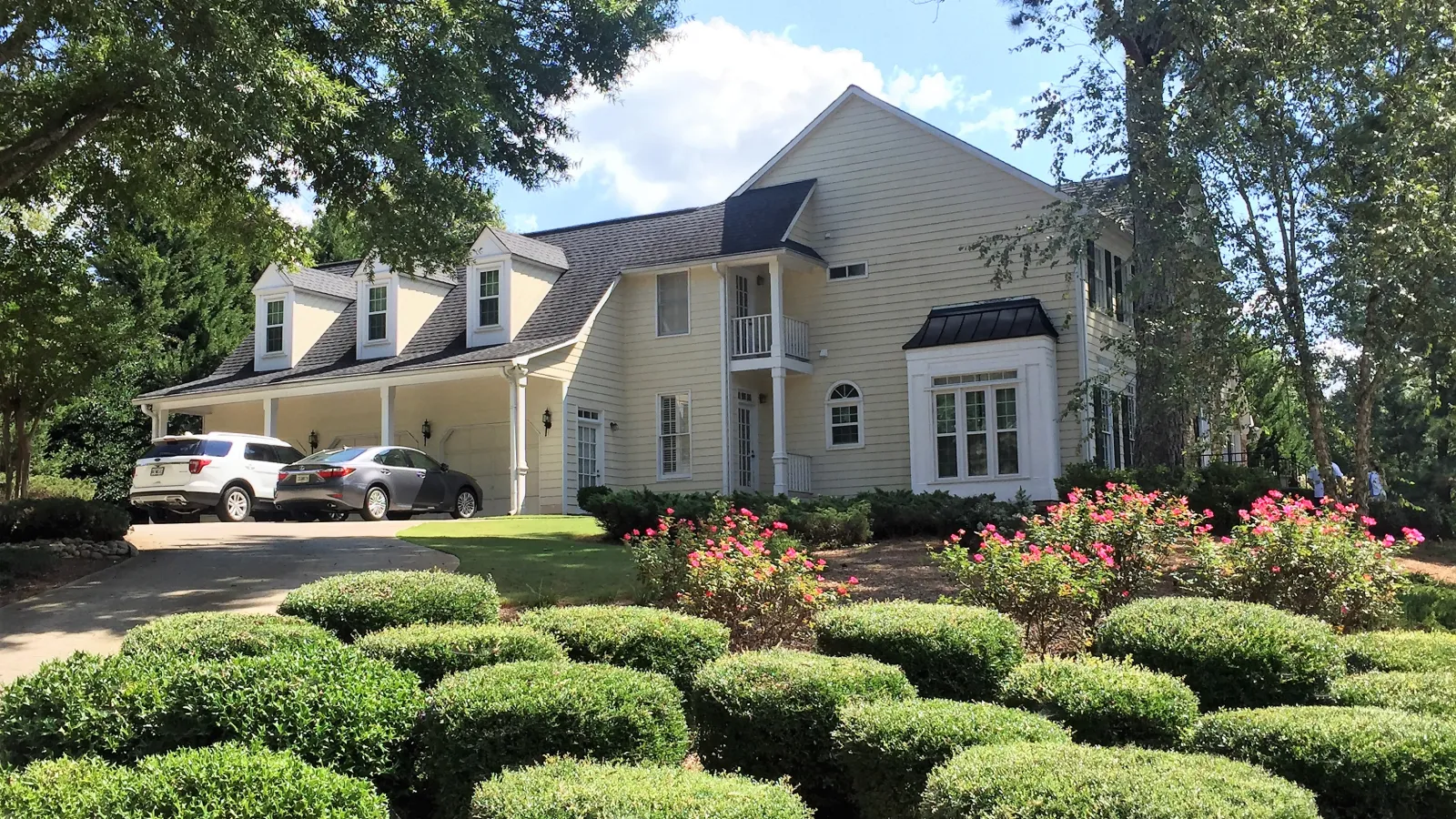 a house with a large front yard